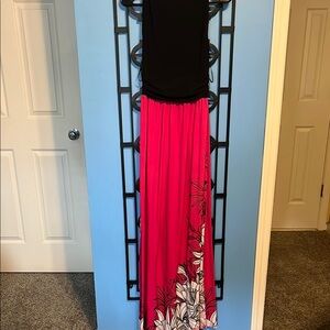 🏖️ Black and Pink Spaghetti Strap Maxi Sundress, UK size 8 = US size 4